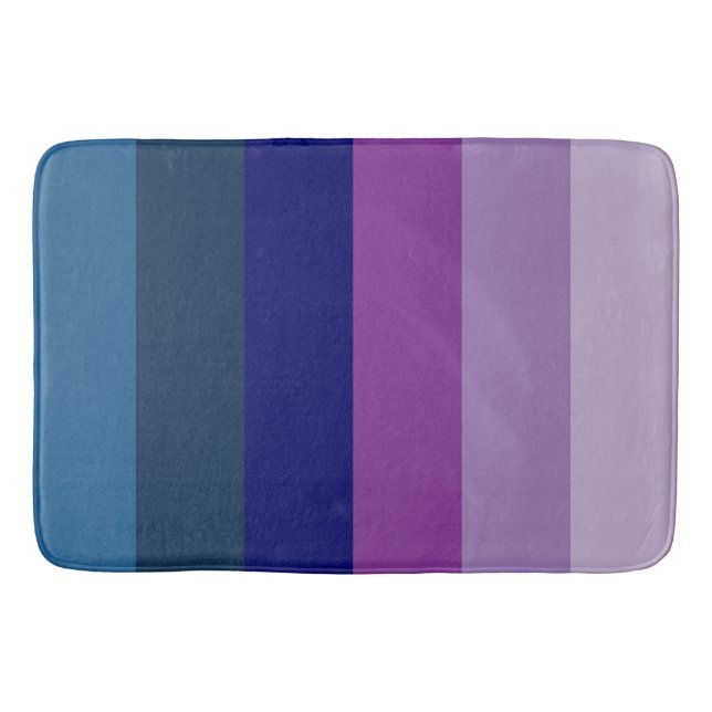 Cosmic Blue and Purple Stripes Bath Mat (Front)
