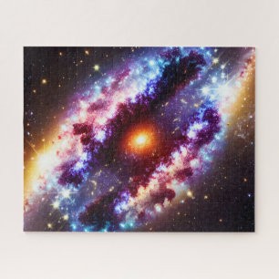 Cosmic blue and purple with centre star nucleus jigsaw puzzle