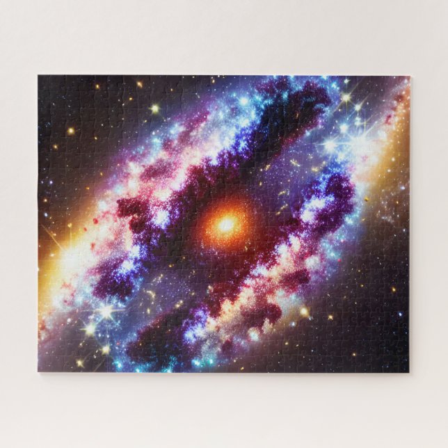 Cosmic blue and purple with centre star nucleus jigsaw puzzle (Horizontal)