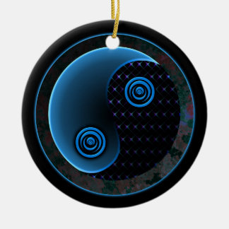 Cosmic Blue in Balance Yin Yang Ceramic Tree Decoration