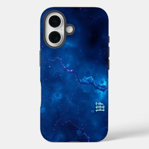 Cosmic Blue Nebula Abstract Art iPhone 16 Case