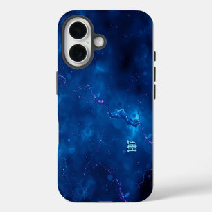 Cosmic Blue Nebula Abstract Art iPhone 16 Case