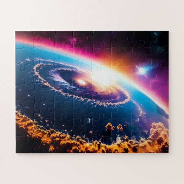 Cosmic Blue Purple Galactic Nebula Storm Clouds Jigsaw Puzzle (Horizontal)