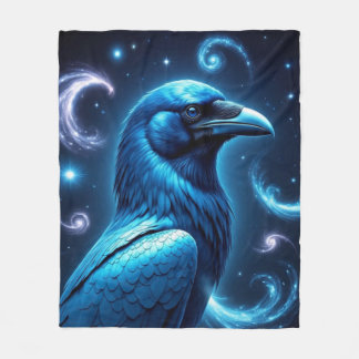 Cosmic Blue Raven Fleece Blanket