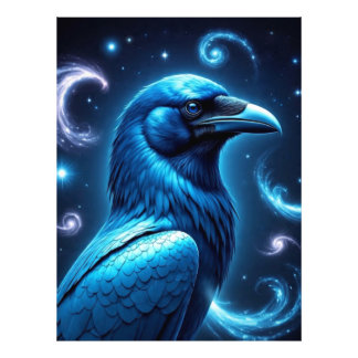 Cosmic Blue Raven Photo Print