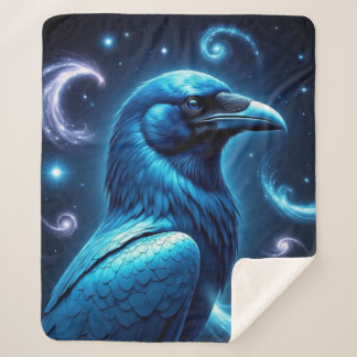 Cosmic Blue Raven Sherpa Blanket