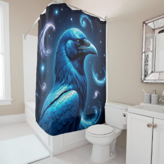 Cosmic Blue Raven Shower Curtain