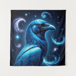 Cosmic Blue Raven Tapestry
