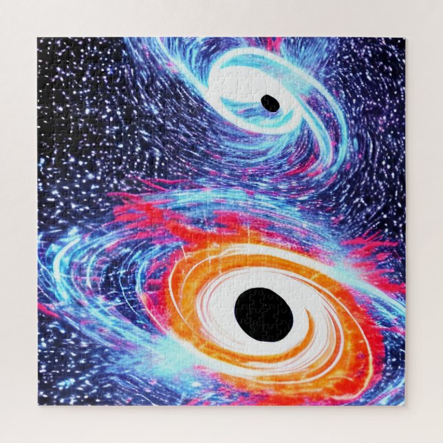 Cosmic Blue Red and Orange Swirling Galaxies Image Jigsaw Puzzle (Vertical)