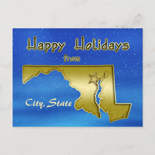 Cosmic Blue Sky Maryland Map Custom Postcard (Front)