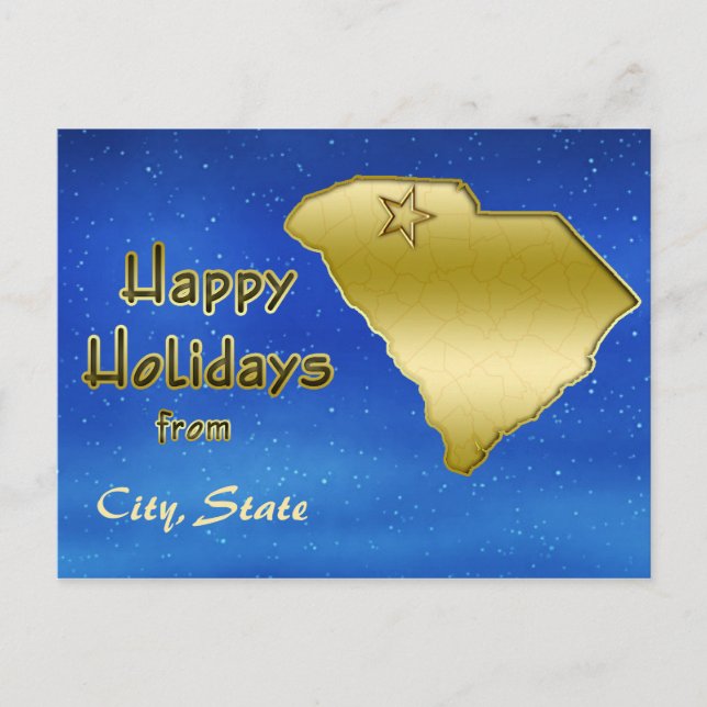 Cosmic Blue Sky South Carolina Map Custom Postcard (Front)