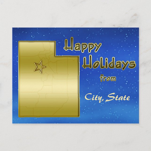 Cosmic Blue Sky Utah Map Custom Postcard (Front)