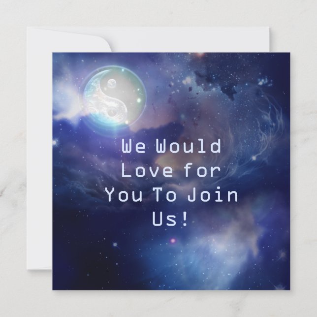 Cosmic Blue Yin Yang Invitation (Front)