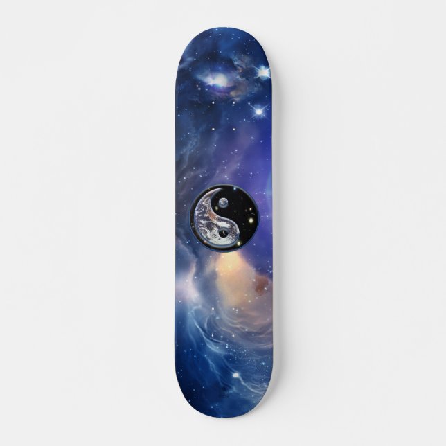 Cosmic Blue Yin Yang Skateboard (Front)