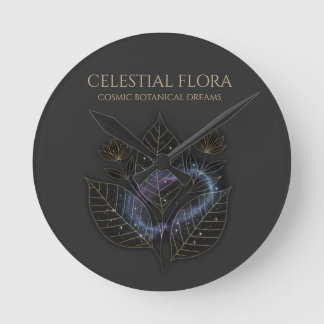 Cosmic Botanical Shadows & Plant (NO NUMBERS) Round Clock