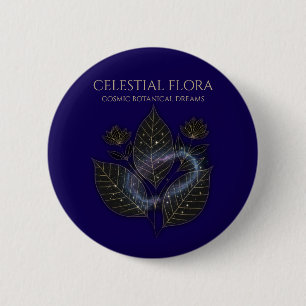 Cosmic Botanical Shadows & Starry Plant Outlines 6 Cm Round Badge