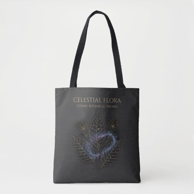 Cosmic Botanical Shadows & Starry Plant Outlines Tote Bag (Front)