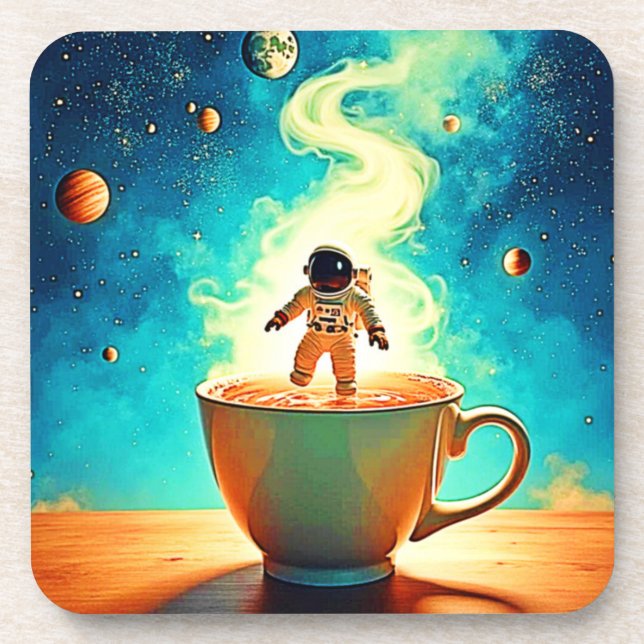 Cosmic Brew: Astronaut's Coffee Dream Coaster (Front)