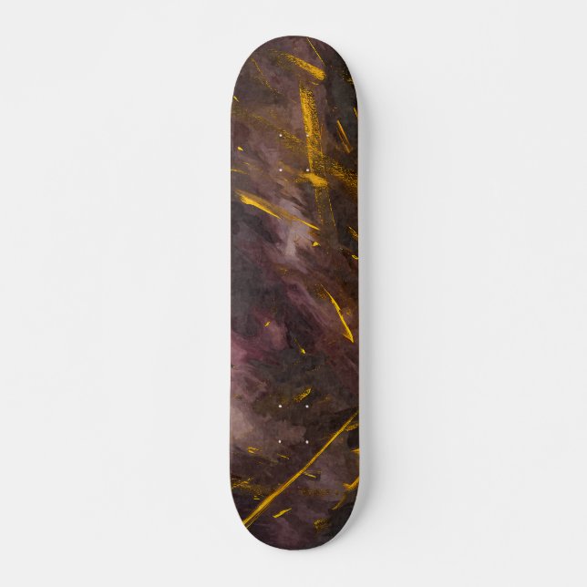 Cosmic Bronze Nebula Marble Skateboard (Front)