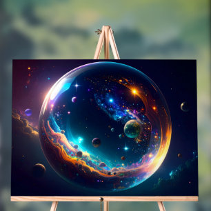 Cosmic Bubble Galaxy Fantasy Art Acrylic Sign