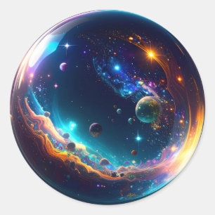 Cosmic Bubble Galaxy Fantasy Art Classic Round Sticker