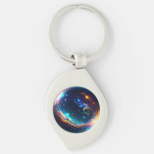 Cosmic Bubble Galaxy Fantasy Art Key Ring