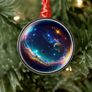 Cosmic Bubble Galaxy Fantasy Art Metal Ornament
