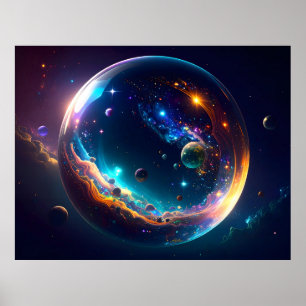 Cosmic Bubble Galaxy Fantasy Art Poster