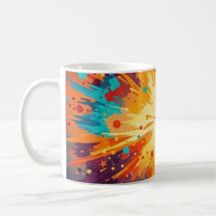 Cosmic Burst Abstract Splatter Art Coffee Mug