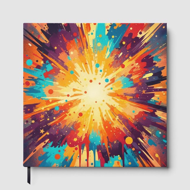 Cosmic Burst Abstract Splatter Art Guest Book (Front)