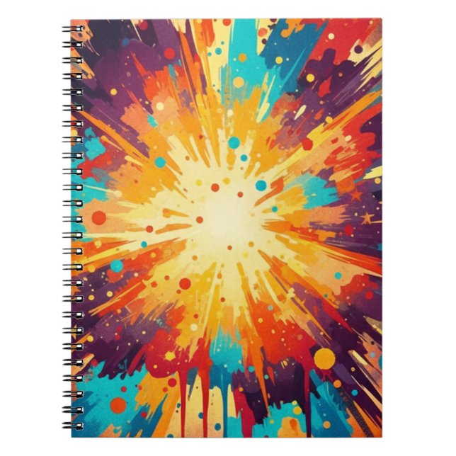 Cosmic Burst Abstract Splatter Art Notebook (Front)