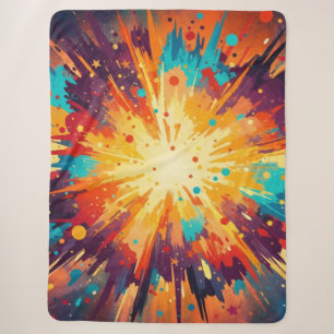 Cosmic Burst Abstract Splatter Art Sherpa Blanket