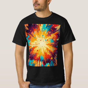 Cosmic Burst Abstract Splatter Art T-Shirt