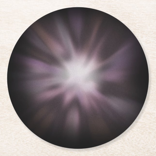 Cosmic Burst - Space Explosion on Black Round Paper Coaster (Front)