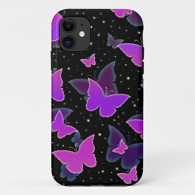 Cosmic Butterflies in Purple Case-Mate iPhone Case (Back)