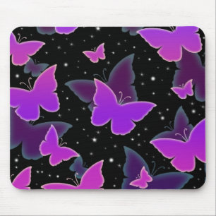 Cosmic Butterflies in Purple Mouse Pad