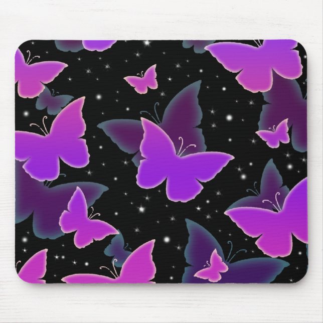 Cosmic Butterflies in Purple Mouse Pad (Front)