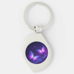 Cosmic Butterfly Duo – Dreamy Galaxy Night Key Ring