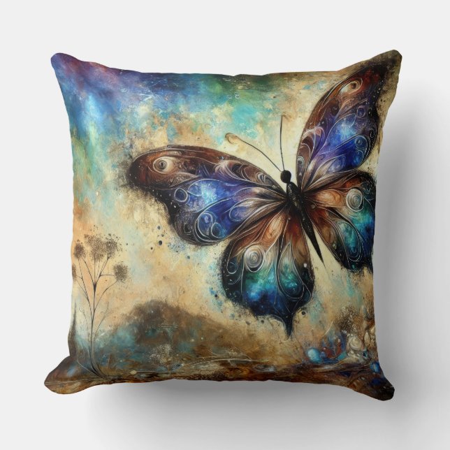 Cosmic Butterfly Fantasy Artwork Cushion (Front)