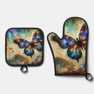 Cosmic Butterfly Fantasy Artwork Oven Mitt & Pot Holder Set