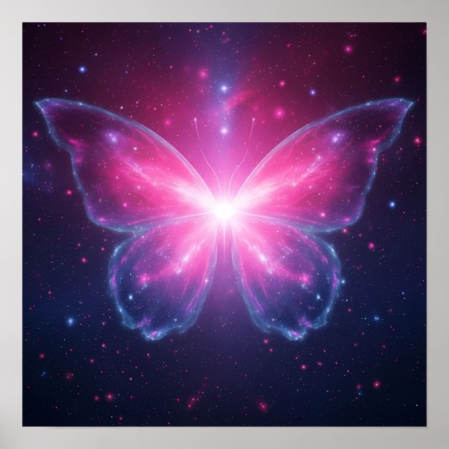Cosmic Butterfly of Light in a Galactic Dream Poster (Front)