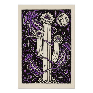 cosmic cactus jellyfish poster