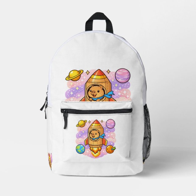 Cosmic Capybara Explorer Printed Backpack (Front)