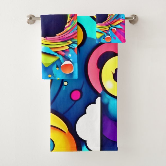 Cosmic Carnival Art Bath Towel Set (Insitu)