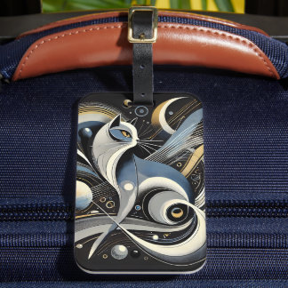 Cosmic Cat Abstract Celestial Drawstring Bag Luggage Tag