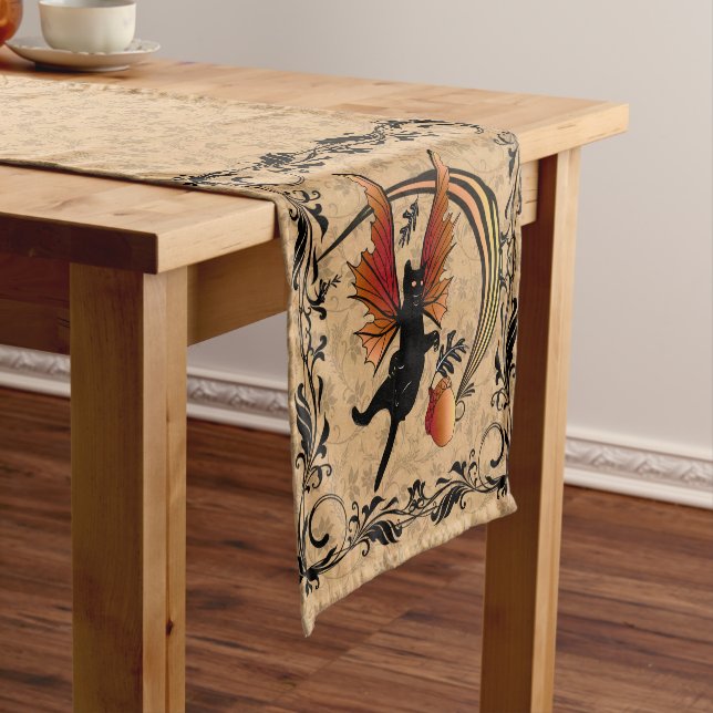Cosmic Cat Acorn Short Table Runner (In Situ)