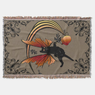Cosmic Cat Acorn Throw Blanket