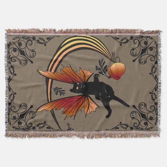 Cosmic Cat Acorn Throw Blanket (Front)