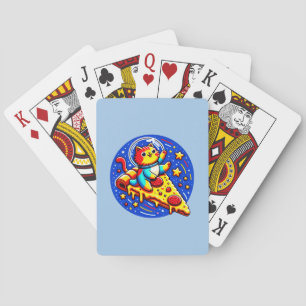 Cosmic Cat Astronaut - Funny Space Pizza Adventure Playing Cards