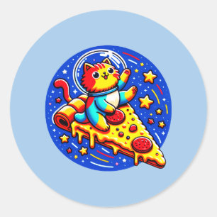 Cosmic Cat Astronaut Sticker - Funny Space Pizza